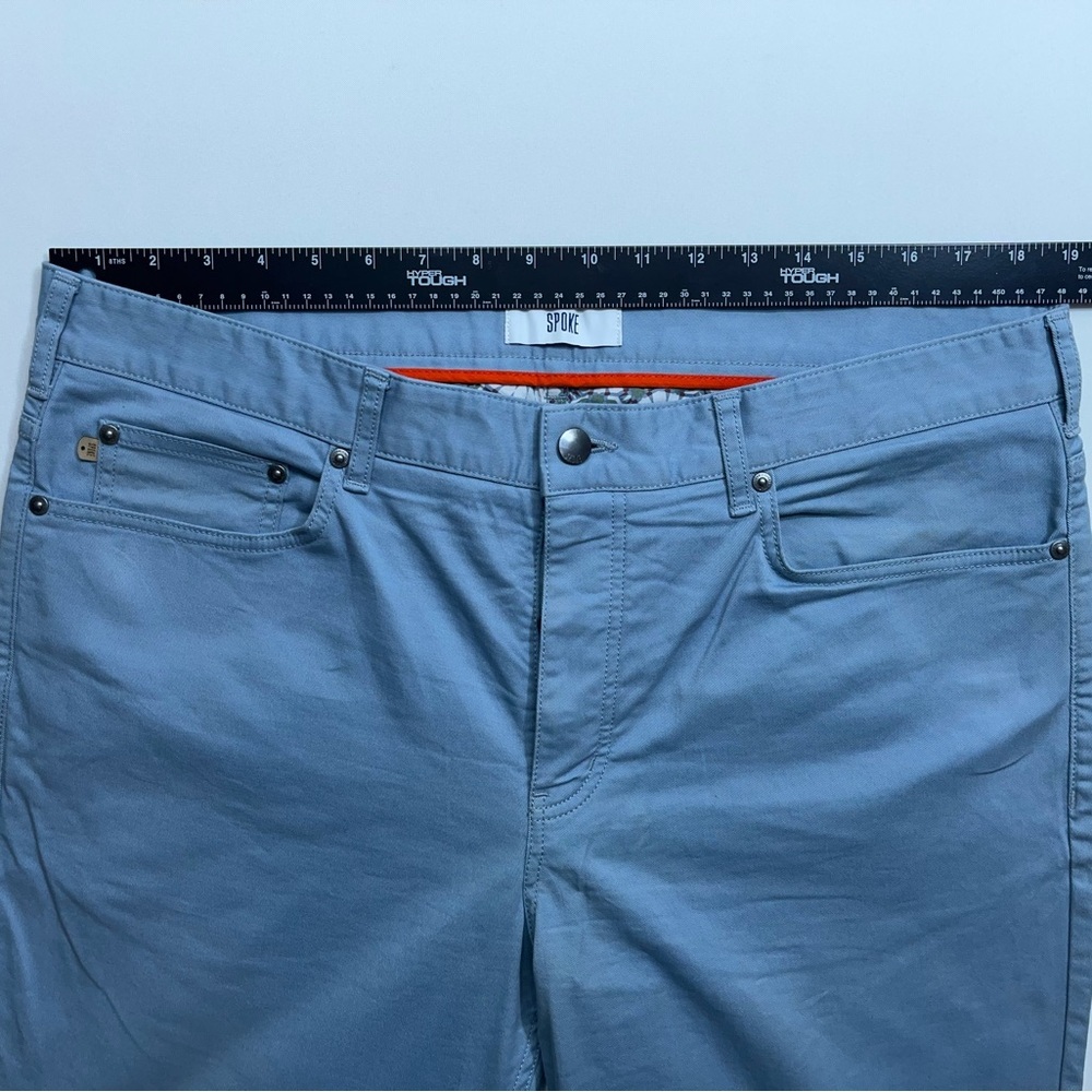 Spoke 5 Pocket Pants Mens 37x30 Powder Blue FIVES Build B Chino Button Fly - Picture 6 of 15